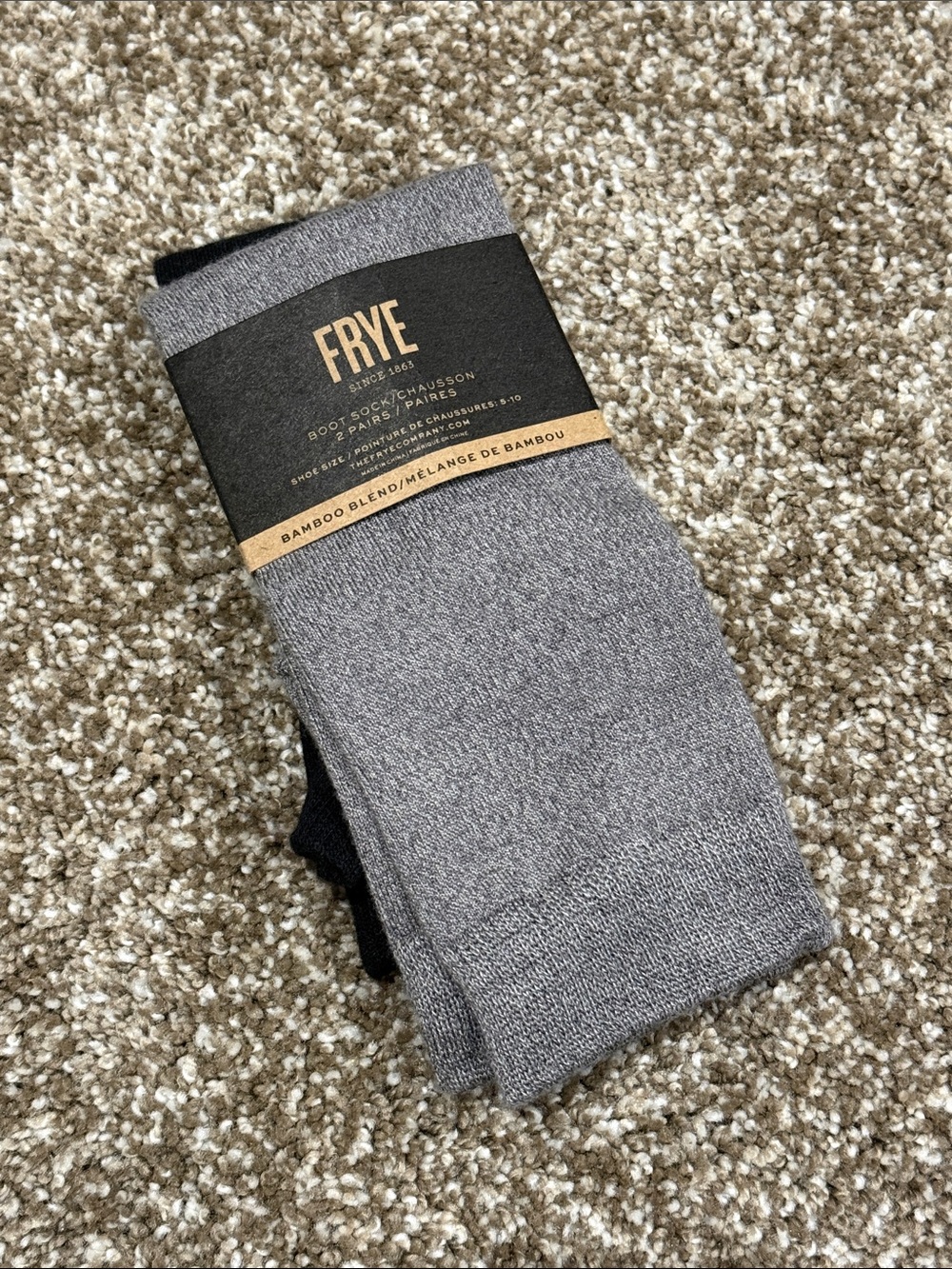 FRYE Women’s Bamboo Blend Crew Socks in Gray and Black